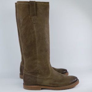 Frye X Stitch Olive Green Tall Motorcycle Boot 8.5